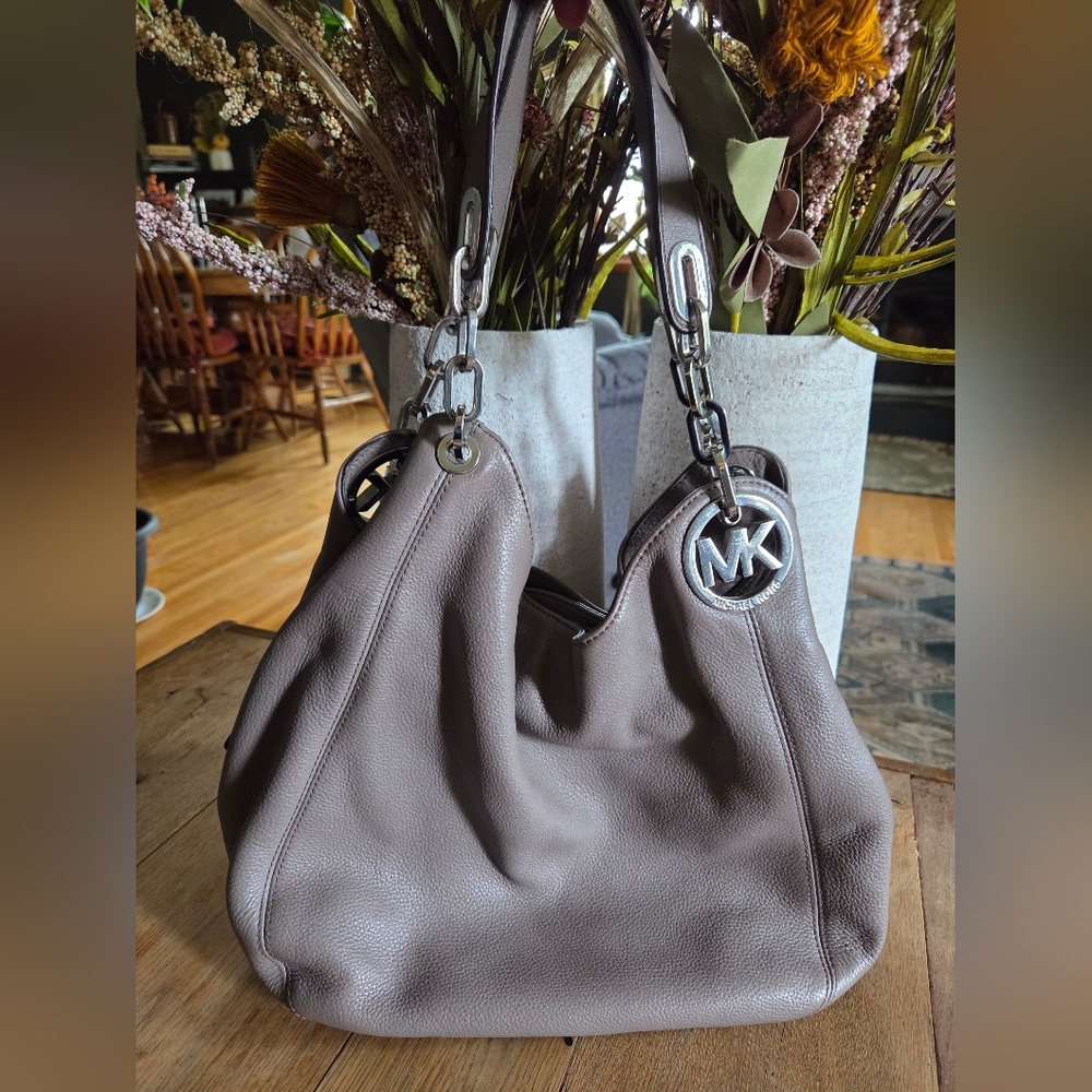 Michael Kors Taupe Leather Shoulder Bag